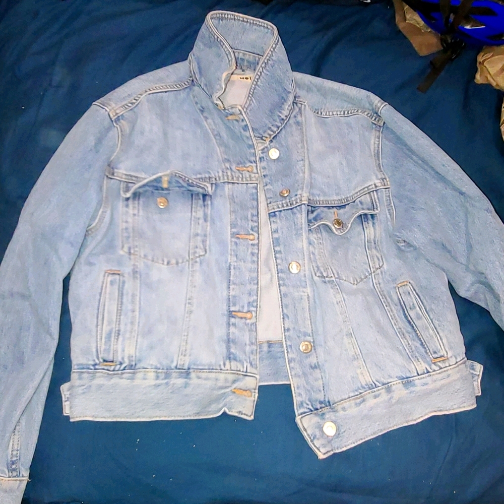 Top Shop Blue Denim jean jacket button up medium
